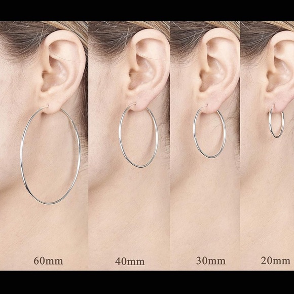 Sterling Silver 30mm Endless Hoop Earrings - Picture 4 of 5